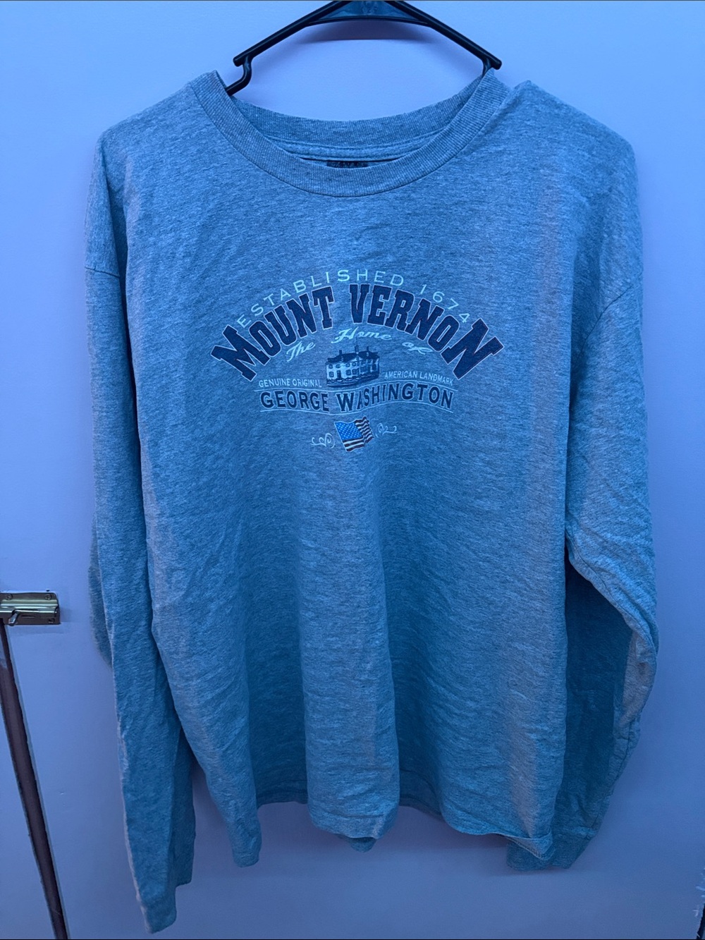 Mount Vernon Long Sleeve Graphic Tee - Light Gray